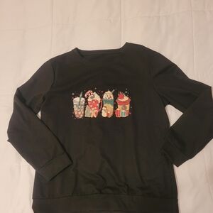 Festive Black Graphic Sweatshirt